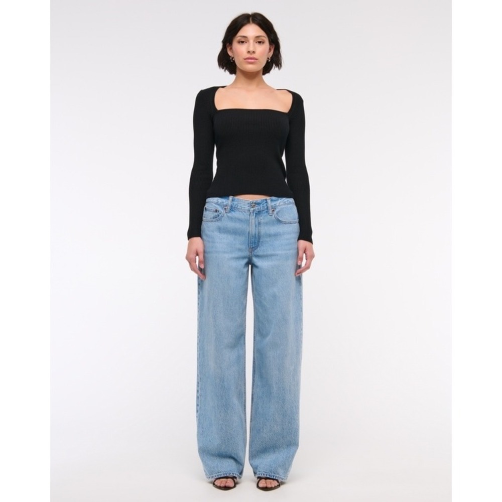 Abercrombie & Fitch Low Rise Ultra Loose Jeans Womens 26 Med Wash Wide Leg Baggy